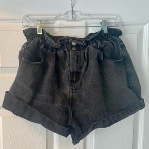 Black Princess Polly Paper Bag Denim Shorts